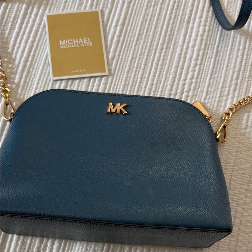 Michael Kors Navy Crossbody Bag with Gold Accents